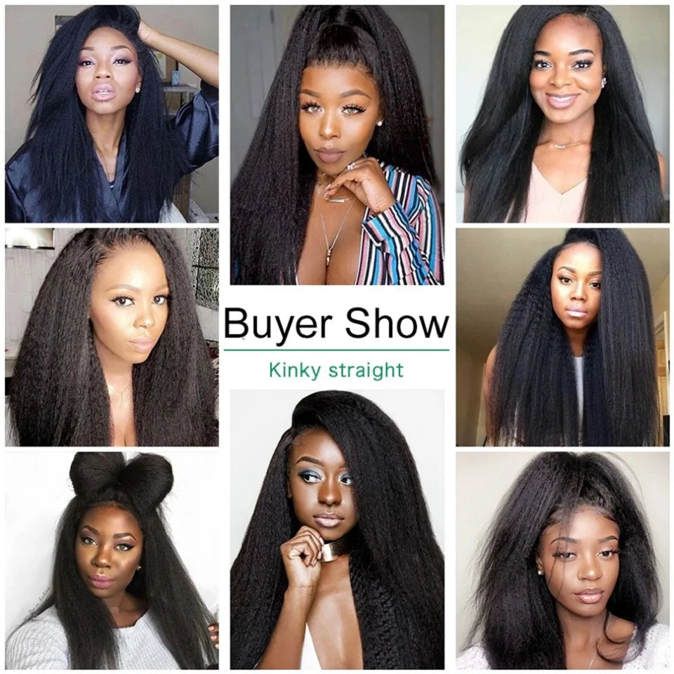 28 30Inch Brazilian Kinky Straight Human Hair Bundles 15A Virgin Human Hair Extension 3/4Pcs Hair Wefts Yaki Straight Human Hair
