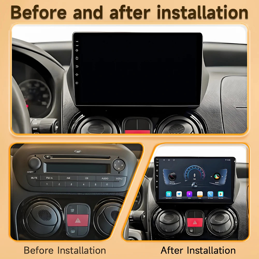 Car Stereo with Apple CarPlay & Android Auto, Compatible with Fiat Fiorino & Qubo, Citroen Nemo & Peugeot Bipper
