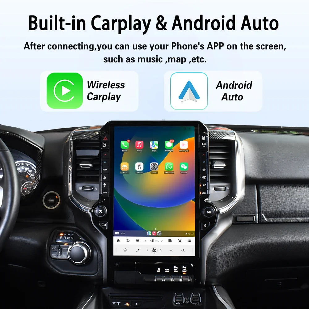 Android 14 Tesla-Style Touchscreen Head Unit for Dodge Ram 1500 (2019-2024)