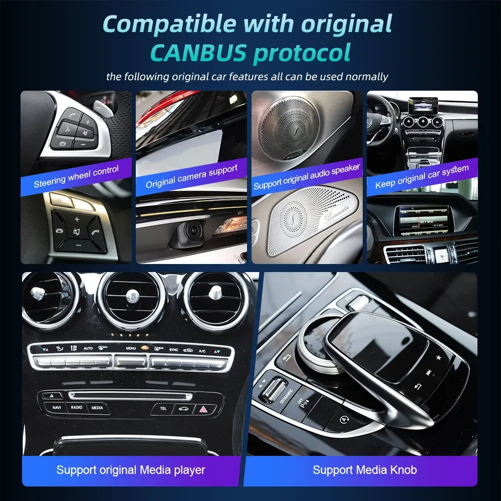 Android 14 Carplay Auto Radio Touch Screen For Mercedes C GLC V W205 X253 W447 NTG 5.5 6.0 2019-2023 Smart Car System Head Unit