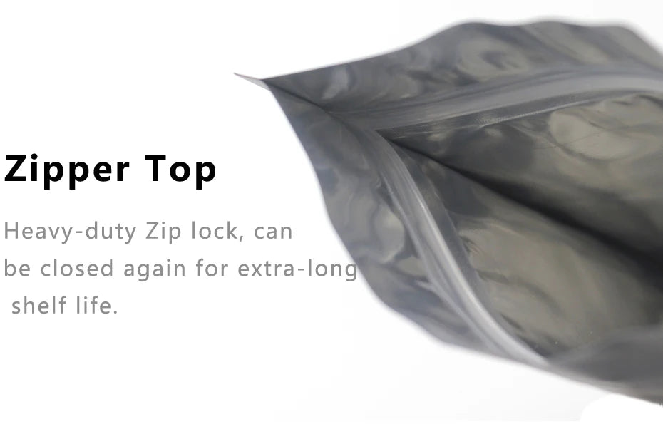 Resealable Coffee Herb Powder Zipper Pack Bag Smell Proof Flat Pouches Matte Black Small Aluminum Foil Zip Lock Mylar Bags