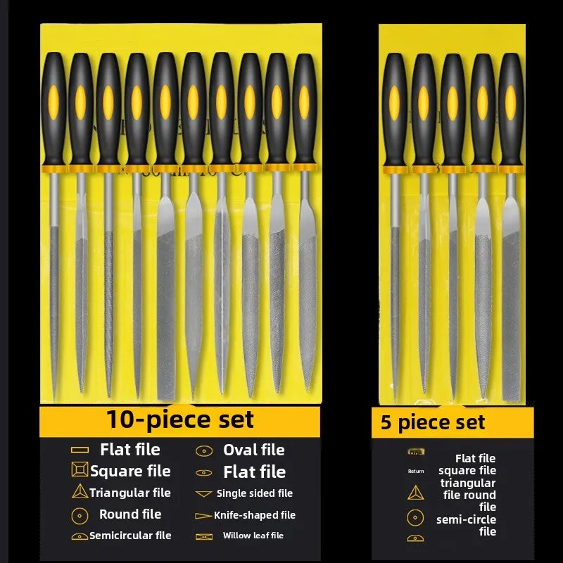Diamond File Set – GCR15 Bearing Steel Precision Hand Files for Wood, Metal & Carving (5/10 Pcs)