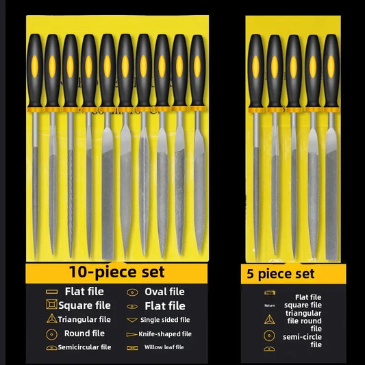 Diamond File Set – GCR15 Bearing Steel Precision Hand Files for Wood, Metal & Carving (5/10 Pcs)