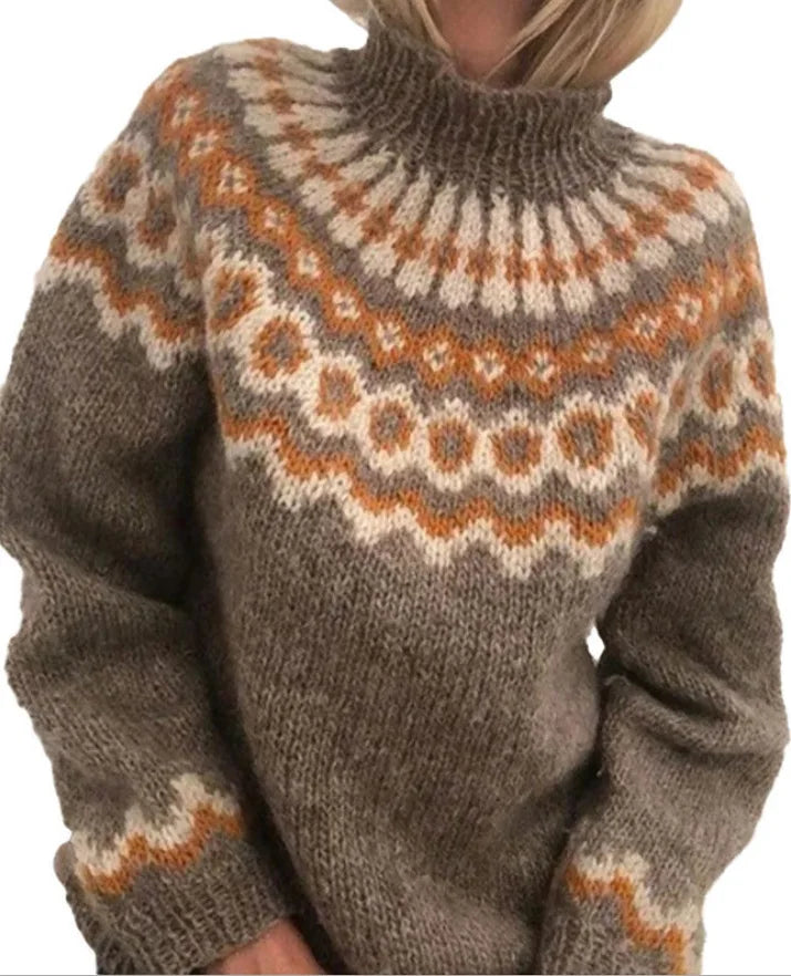 Women's Mohair Knitted Sweater Long Sleeve Crew Neck Fashionable Winter Warm Knitwear Classic Style Premium Quality Wool
