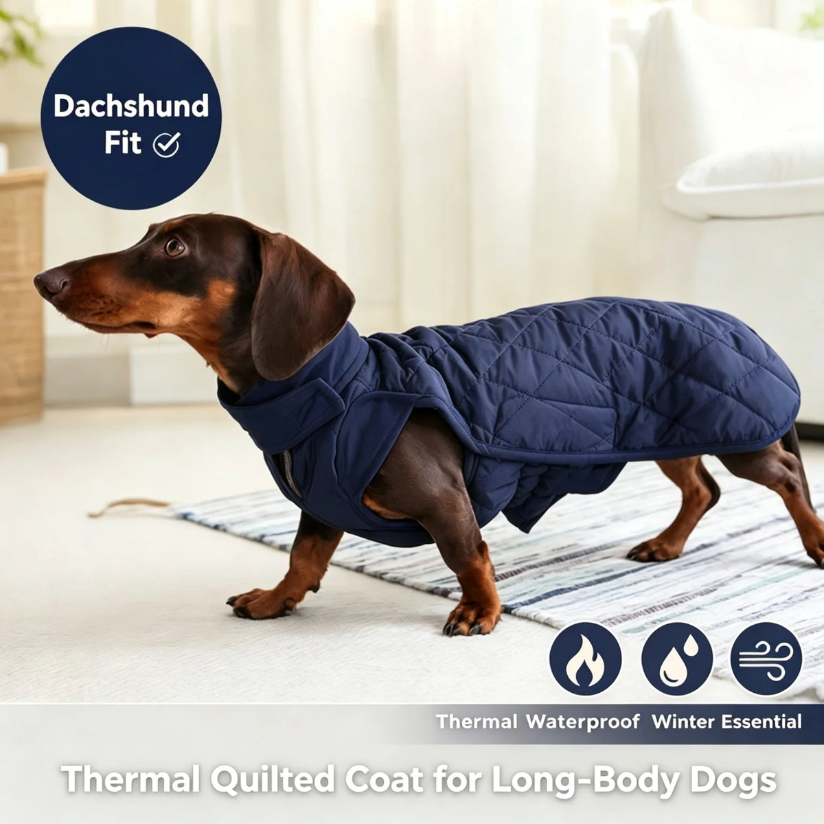 Dachshund Winter Coat - Full-Body Warm Jacket for Long-Back Dogs