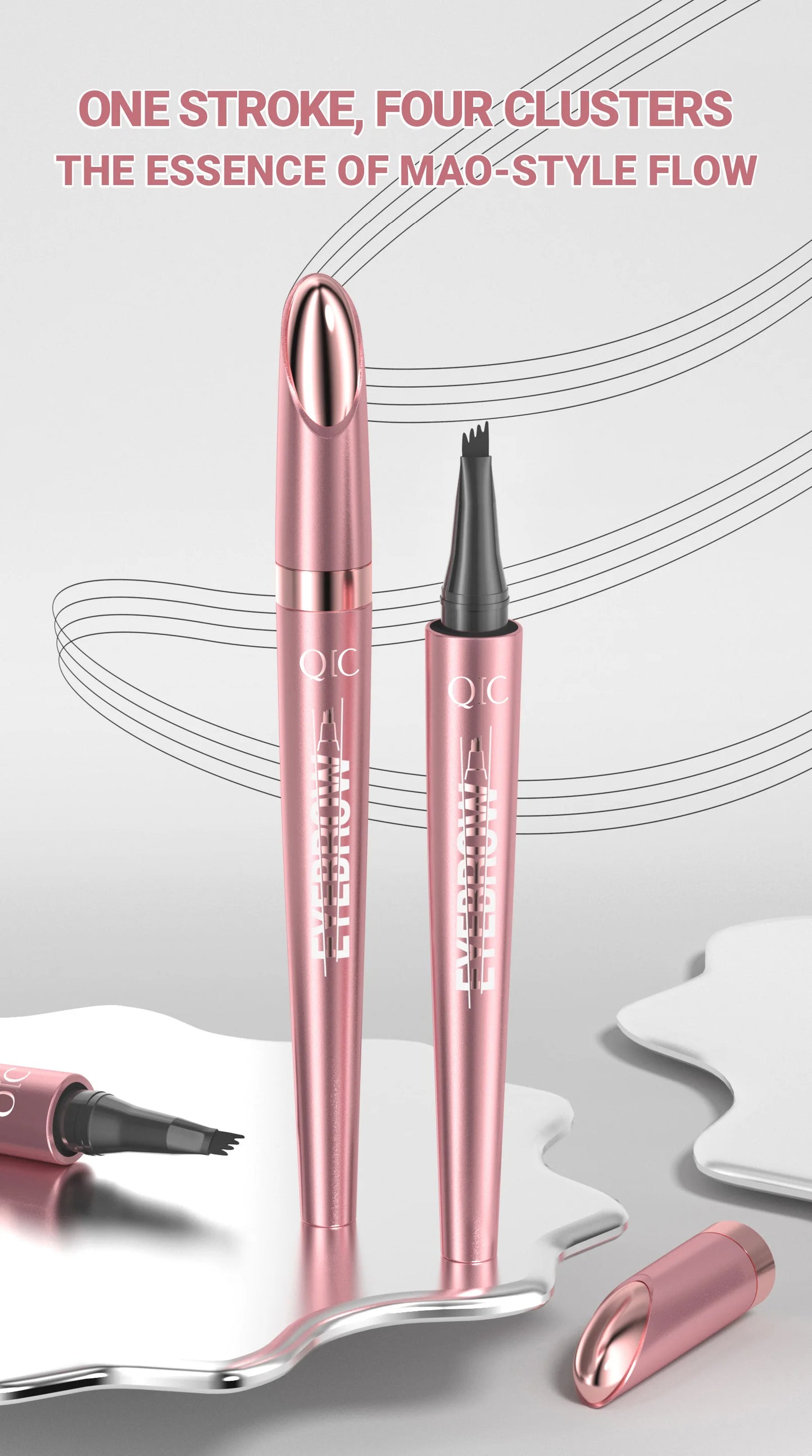 4 Fork Tip Eyebrow Pencil 3D Microblading Waterproof Dark Brown Natural Colour Fine Stroke Magic Eyebrow Pencil 2026 New Ladies