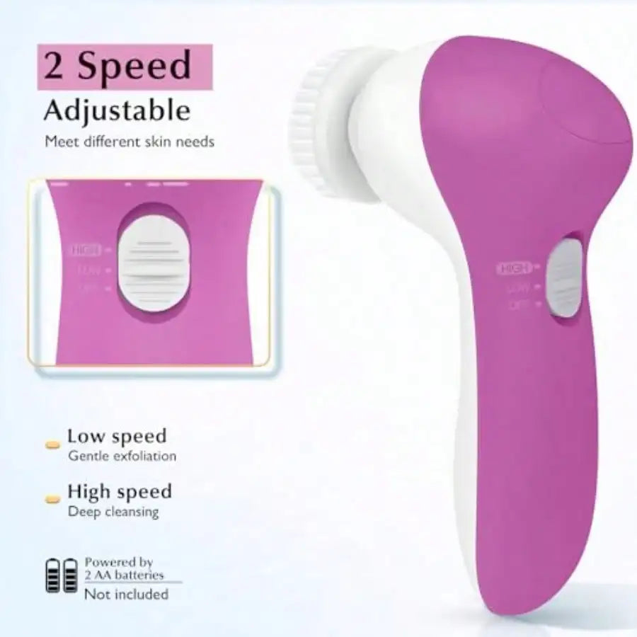 Facial Cleansing Brush Silicone Face Scrubber: 2 In1 FBS-D Electric Exfoliating Device Waterproof Deep Cleaning Exfoliation Rota