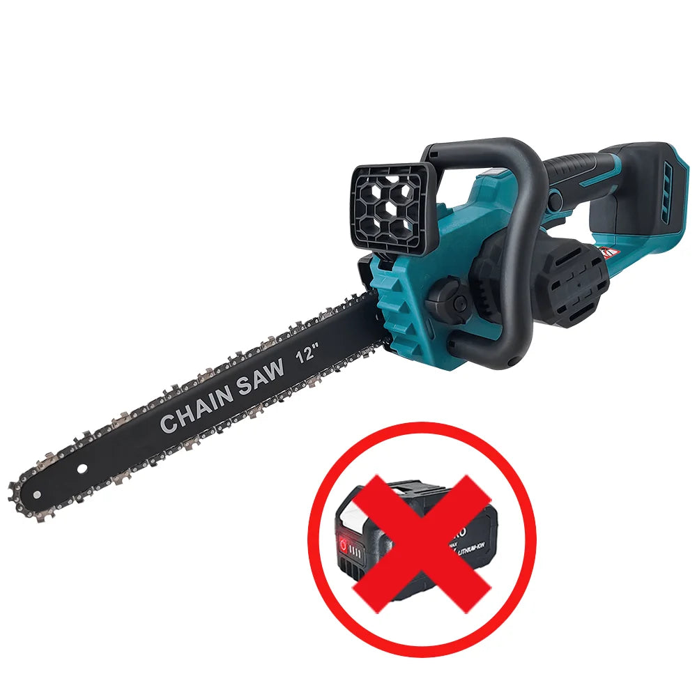 12 Inch Brushless Cordless Electric Saw Handheld Rechargeable Chainsaw Wood Cutting Garden Pruning Tool For Makita 18V Battery