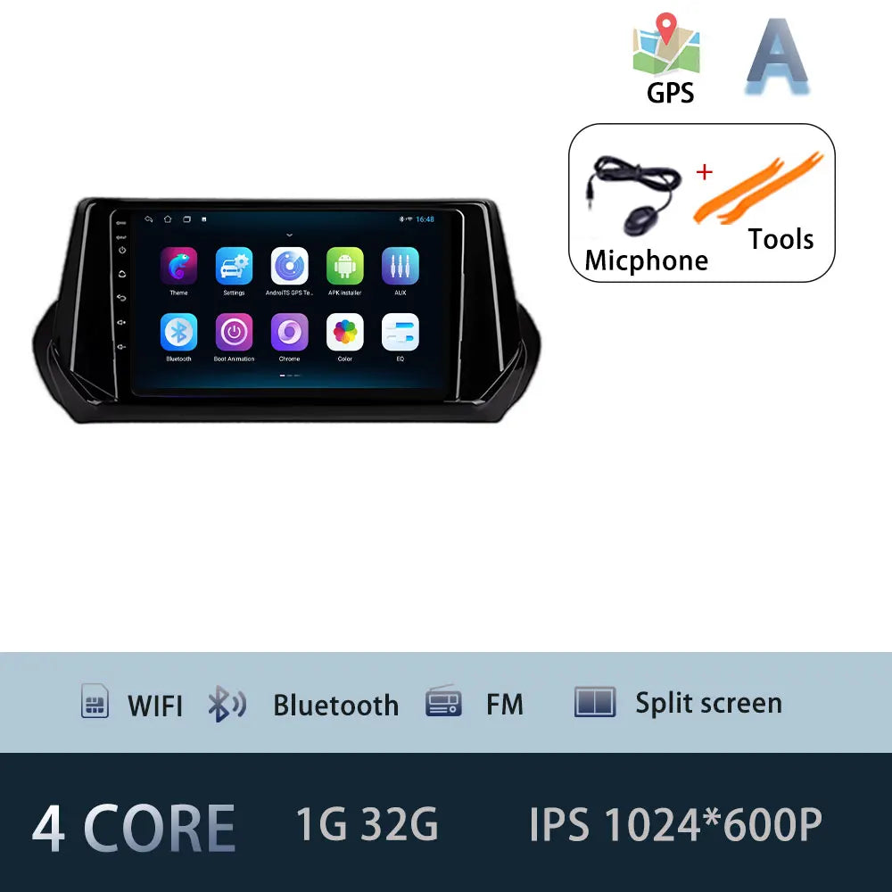 Car Stereo with Apple CarPlay & Android Auto, Compatible with Peugeot 2008 & 208 (2019-2022)