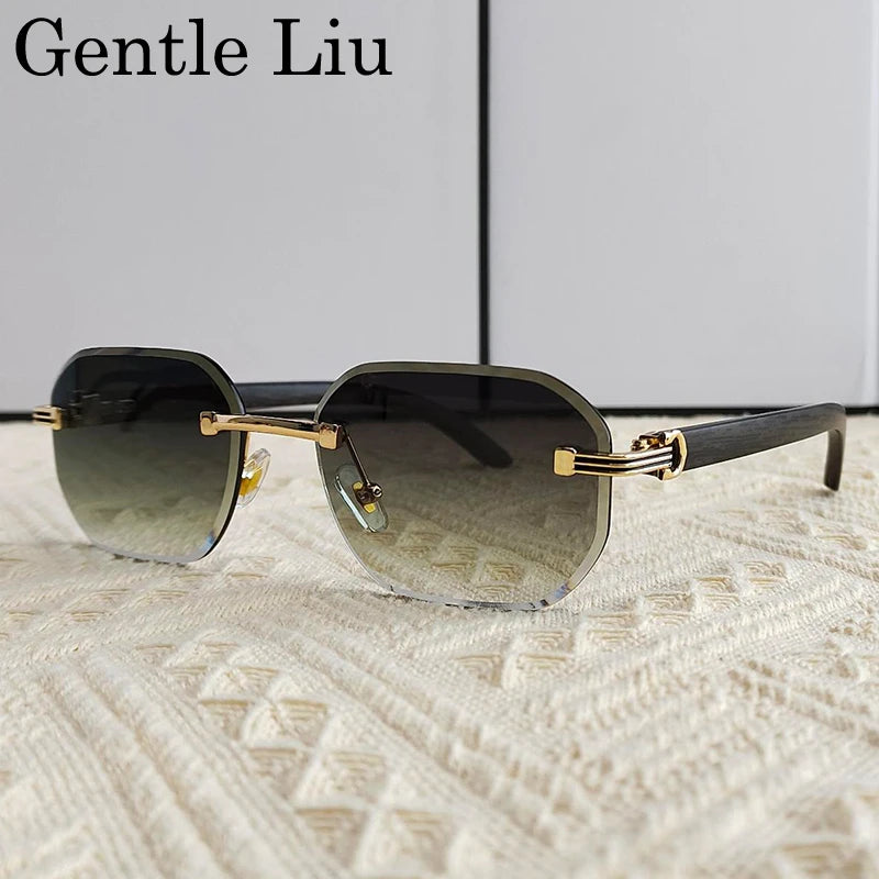 Rimless Square Sunglasses for Men — UV400 Anti-Blue-Light