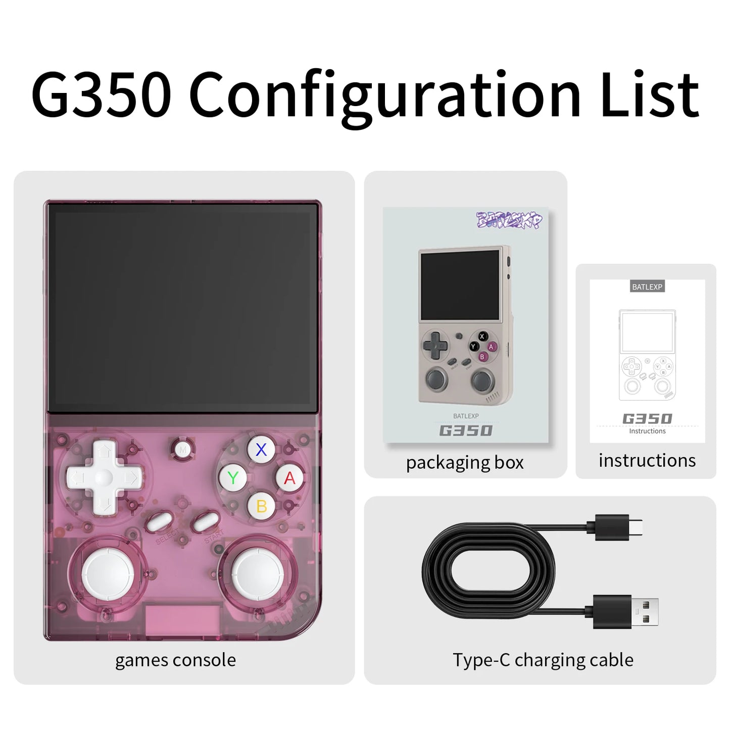 BATLEXP G350 Handheld Game Console – 3.5" IPS, 5,000+ Games, Linux, Dual Joystick & Vibration Motor