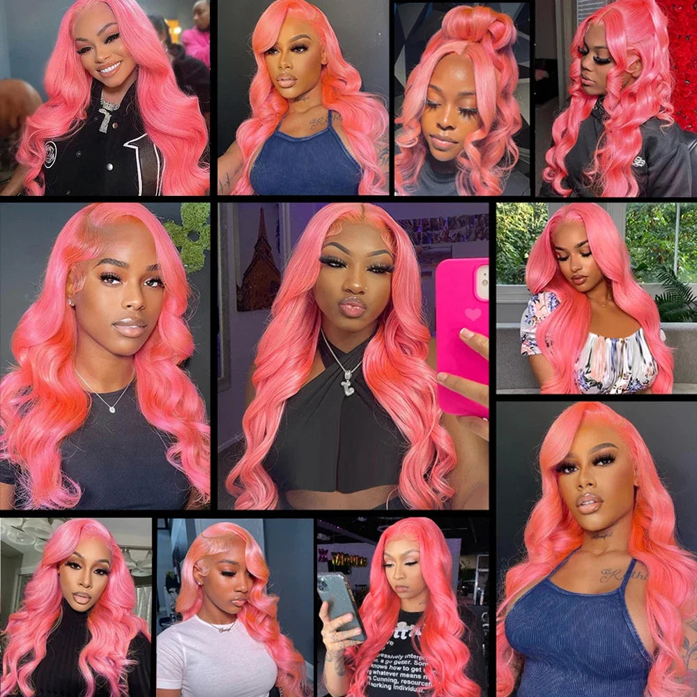 Light Pink Body Wave 13x6 HD Lace Front Human Hair Wig — Pre-Plucked