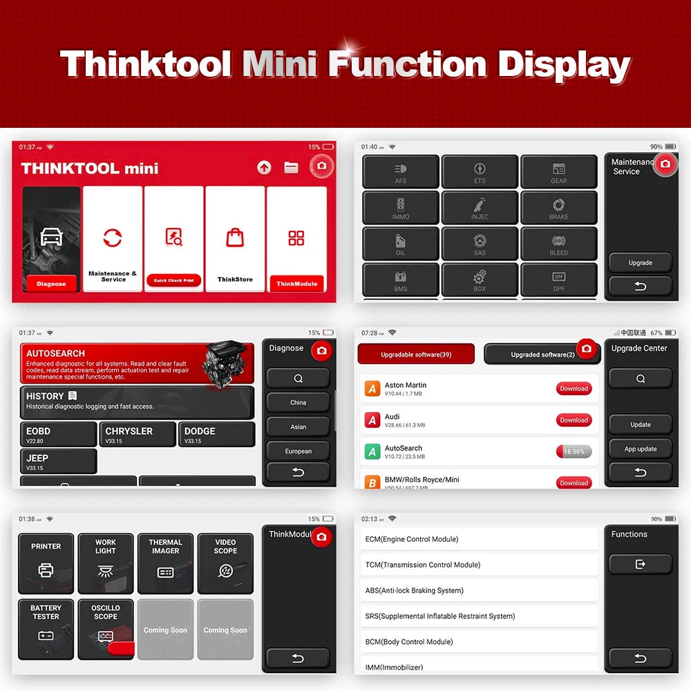 THINKCAR THINKTOOL MINI 2 CANFD Auto Car  Diagnostic Tools Obd2 Scanner Bi-directional Scan Tool 28 Resets Full System Diagnose