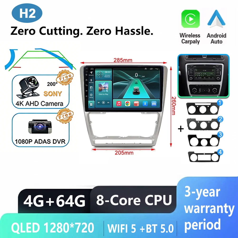 Car Stereo with Apple CarPlay & Android Auto, Compatible with Skoda Octavia 2 A5