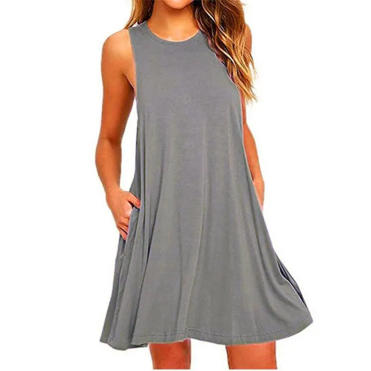 Women's Swing T-Shirt Dress — Loose Beach Cover-Up with Pockets (Plus Size)