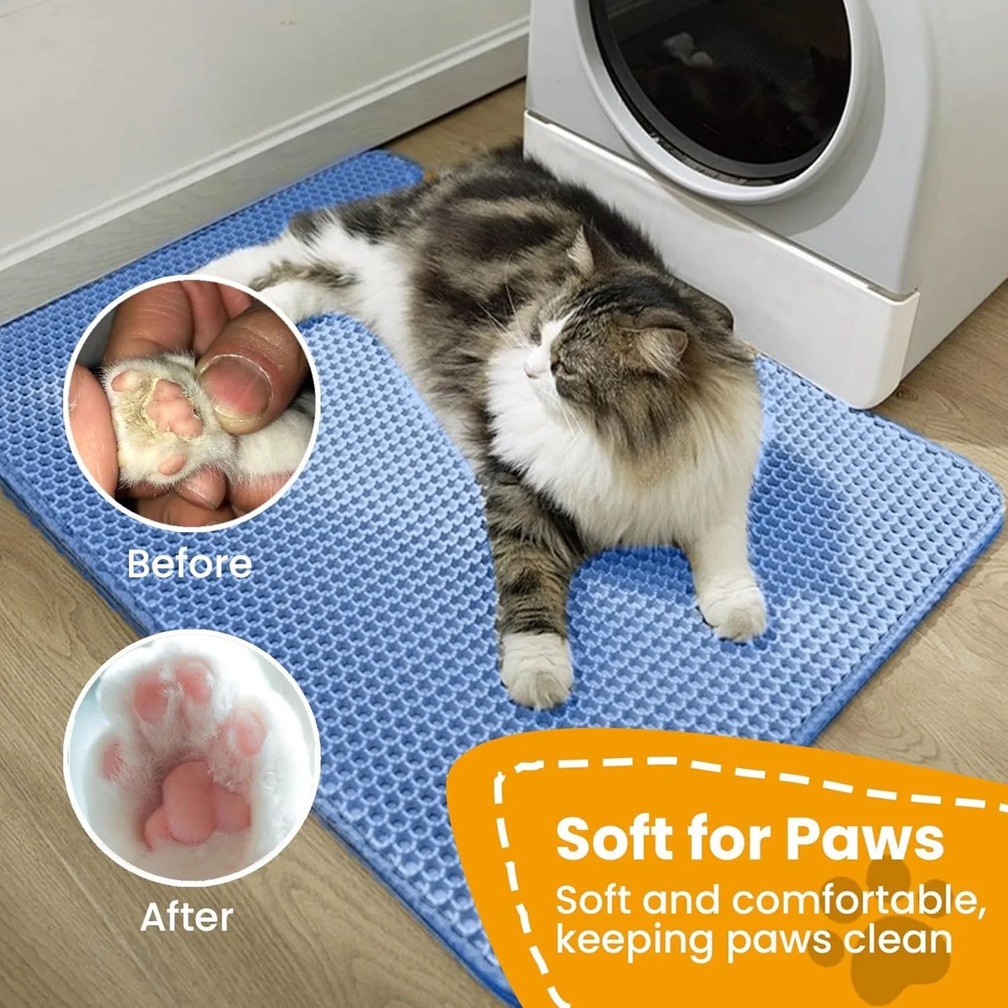 Double Layer Non-Slip Cat Litter Trapping Mat – Waterproof Wear-Resistant Litter Box Filter Pad | Anti-Slip