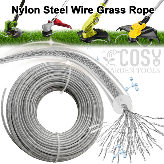 5/10/15M 2.0～4.0mm Steel Core Trimmer Line Grass Cutting Rope Heavy Duty Weed Wacker String with Wire Steel For Lawn Mowing