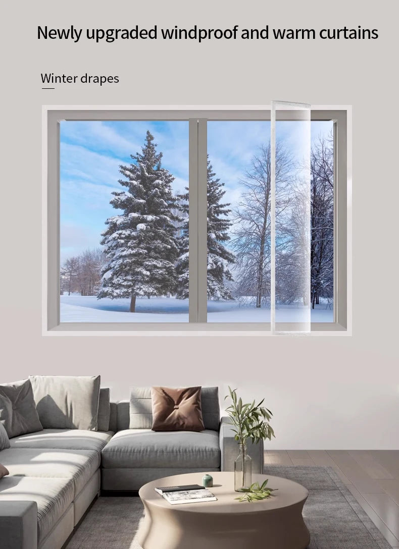 Clear Insulated Window Curtain, Windproof Winter Window Cover