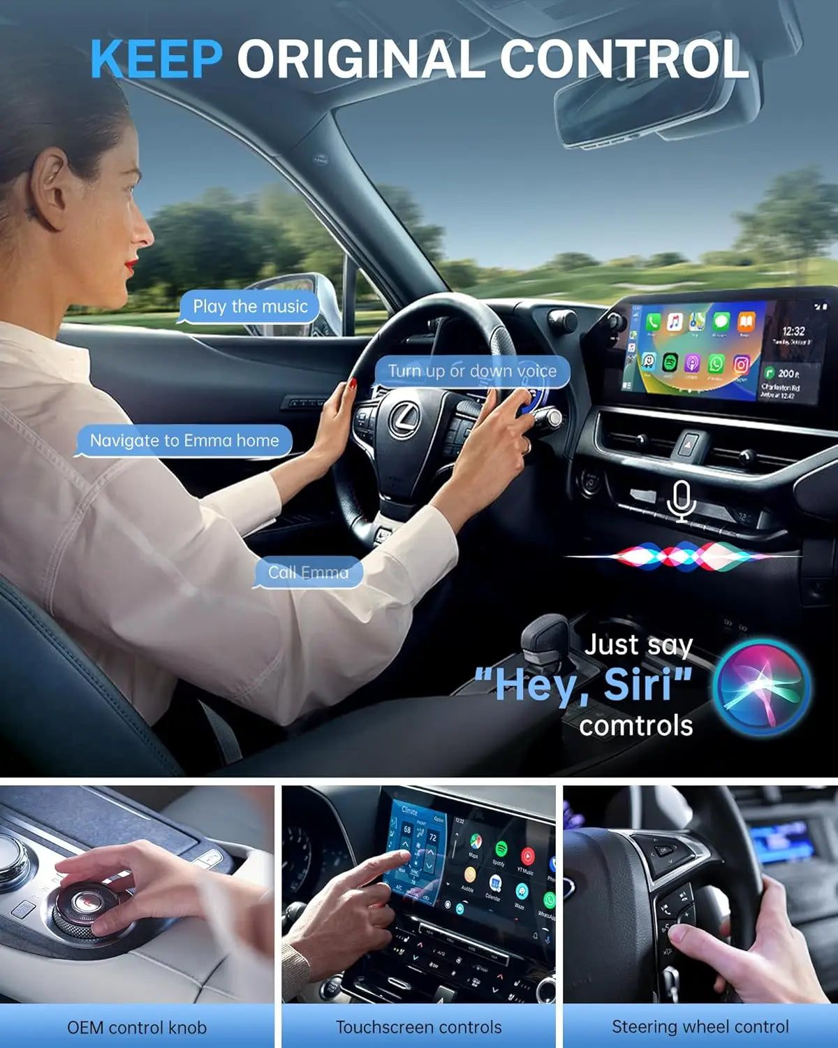 Wireless CarPlay & Android Auto Adapter, Compatible with VW Toyota Nissan Honda Ford & Mercedes-Benz
