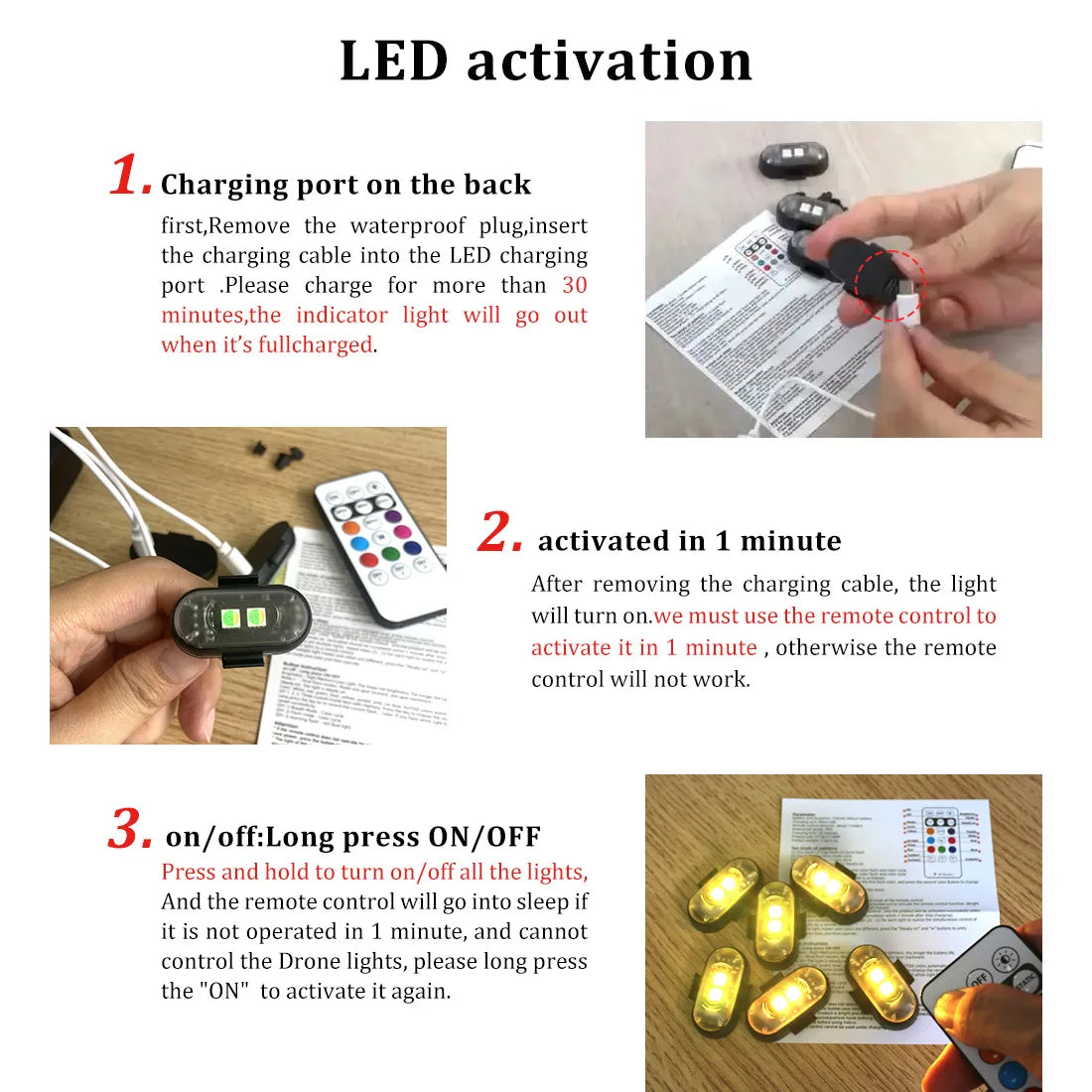 Car LED Warning Light – Rechargeable Wireless Multifunctional Safety Light with Remote Control