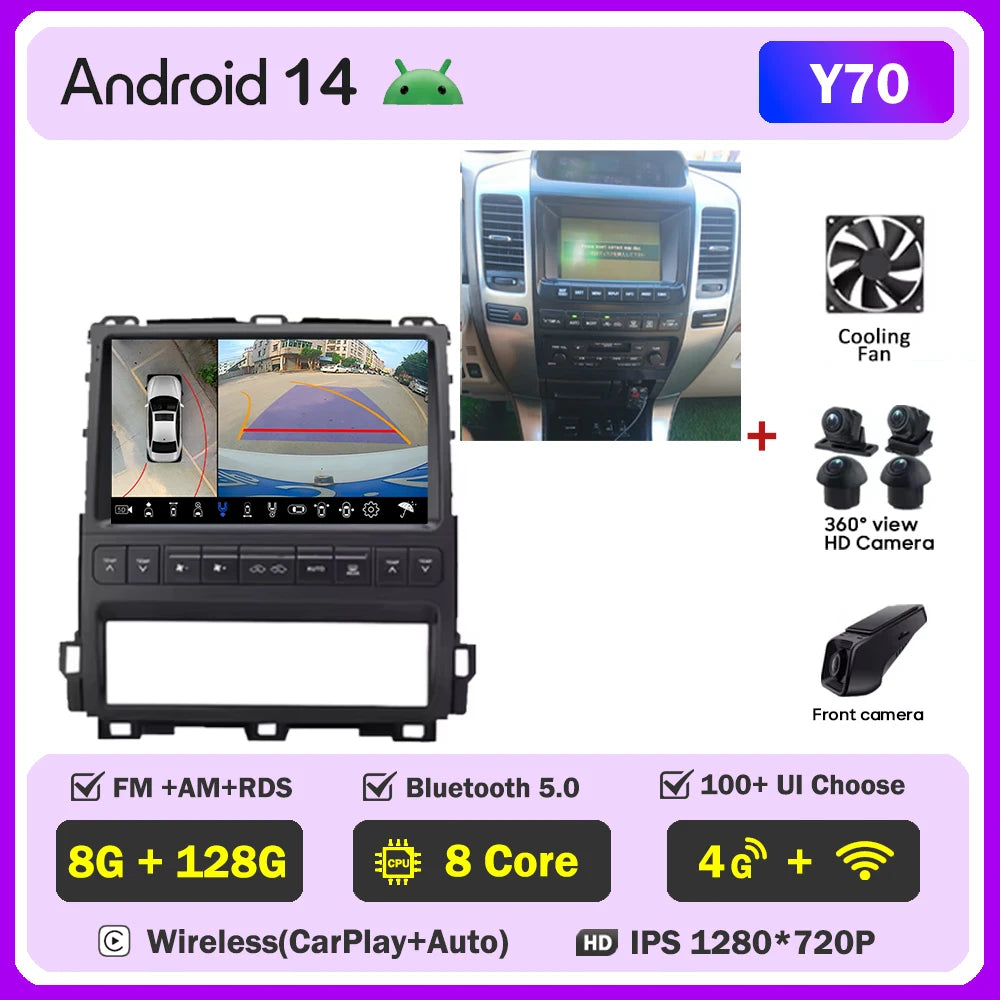 Android Car Stereo for Toyota Land Cruiser Prado & Lexus GX470 (2002–2009) — CarPlay, GPS Navigation, Multimedia