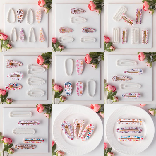 1PC Various Styles Geometric Shape Flower Tile Pattern Polymer Clay Mould Hairpin Embossing Clay Mold Jewelry Making Clay Tools