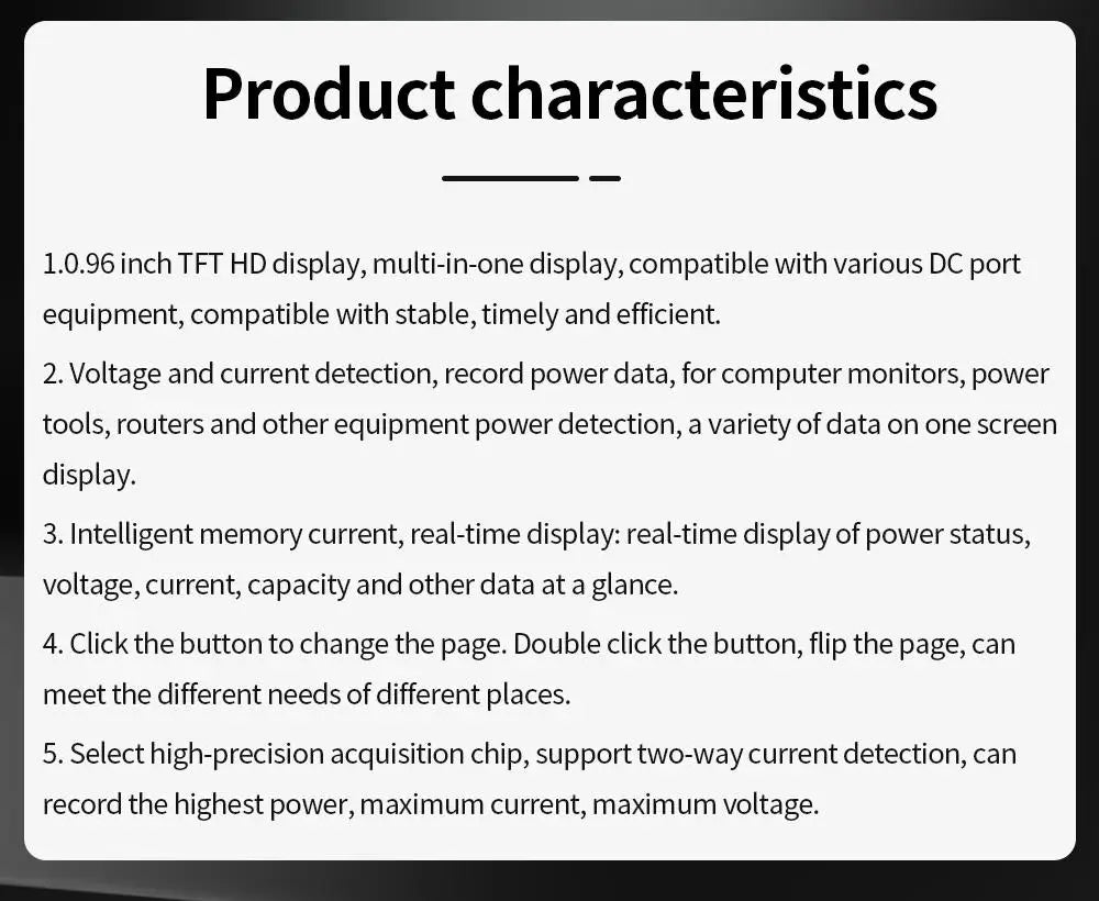 KWS-DC28 0.96 inch TFT HD Digital Display DC Voltage Ammeter Power Meter Cell Phone Charging Tester Detector Electrician Tool