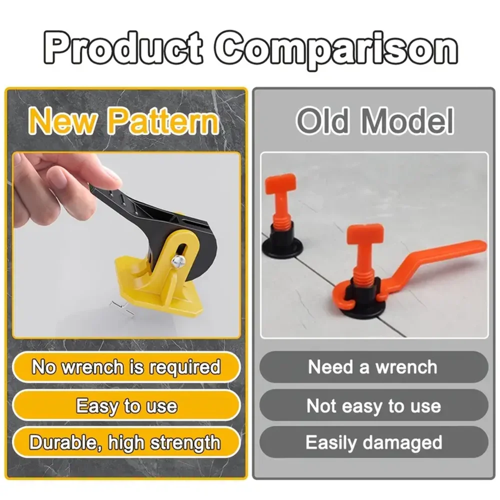 Tile Leveling System Kit, 50 Pieces, Yellow or Red