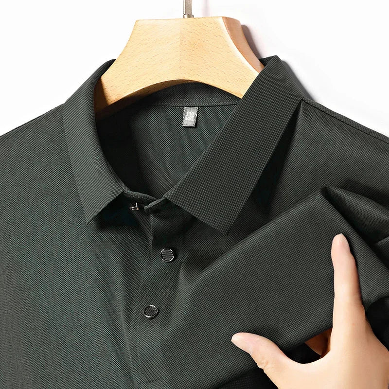 Men's Woven Textured Shirt - Wrinkle-Resistant, Full Button-Front