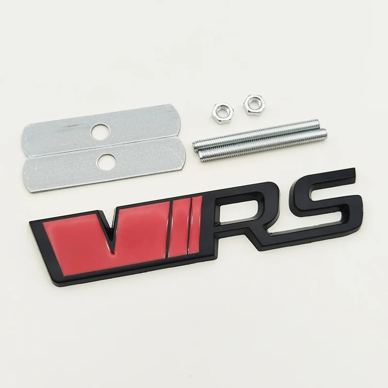 3d Metal RS Logo VRS Car Front Grill Emblem Rear Trunk Badge for Skoda VRS Octavia 1 2 3 Rapid Kodiaq Karoq Fabia Kamiq Superb
