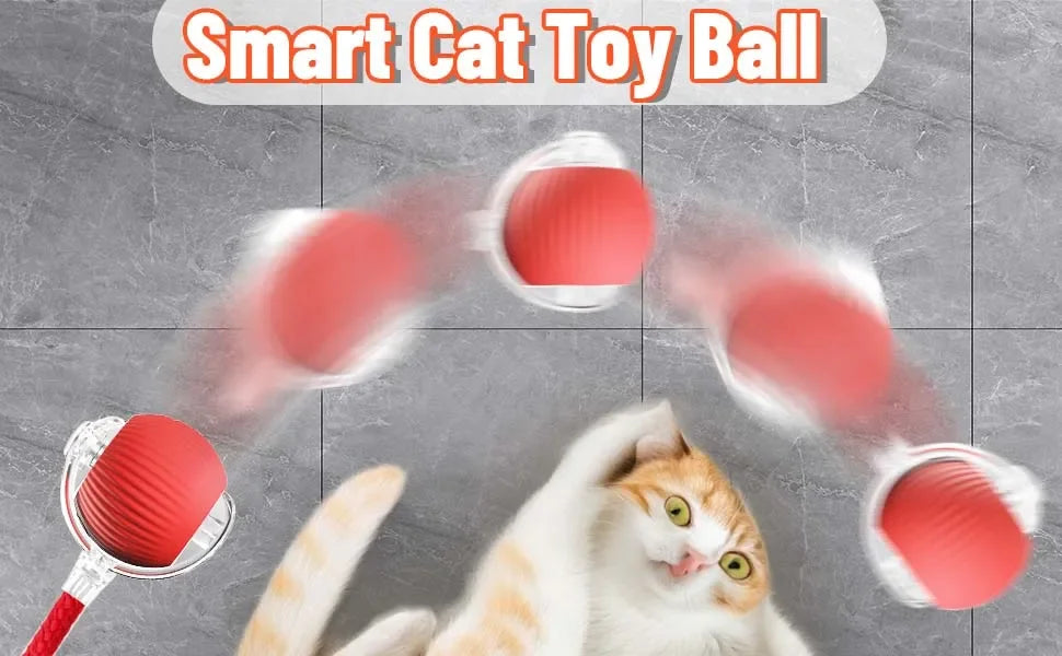 Automatic Rolling Cat Ball Toy with Tail, Rechargeable