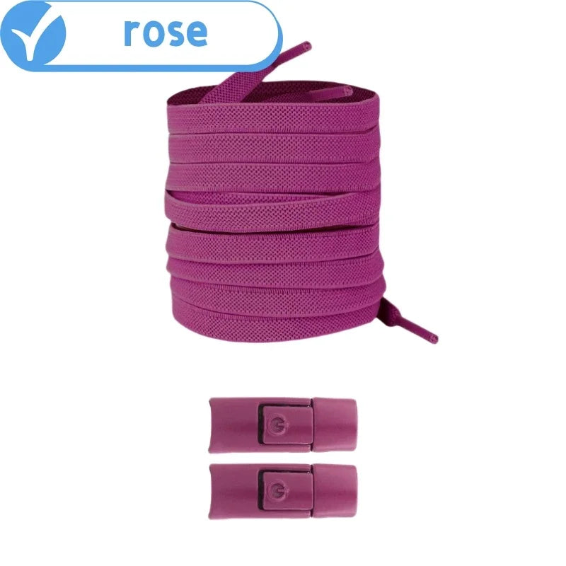 No-Tie Elastic Shoelaces with Press Lock – 8mm Flat Sneaker Laces for Kids & Adults | One Size Fits All Shoes