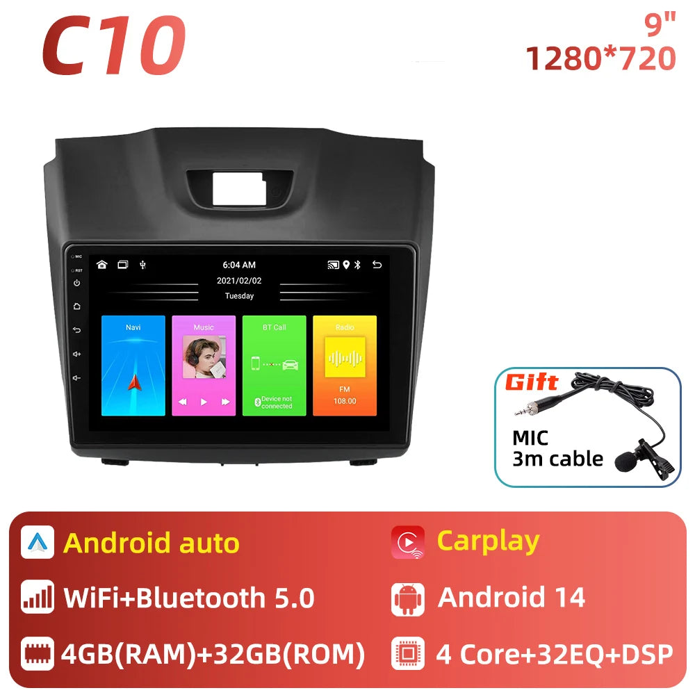 Car Multimedia For Chevrolet S10 Isuzu DMAX D-Max 2014 - 2018 Android Car Radio Player Carplay Auto GPS Navigation Stereo 2 Din