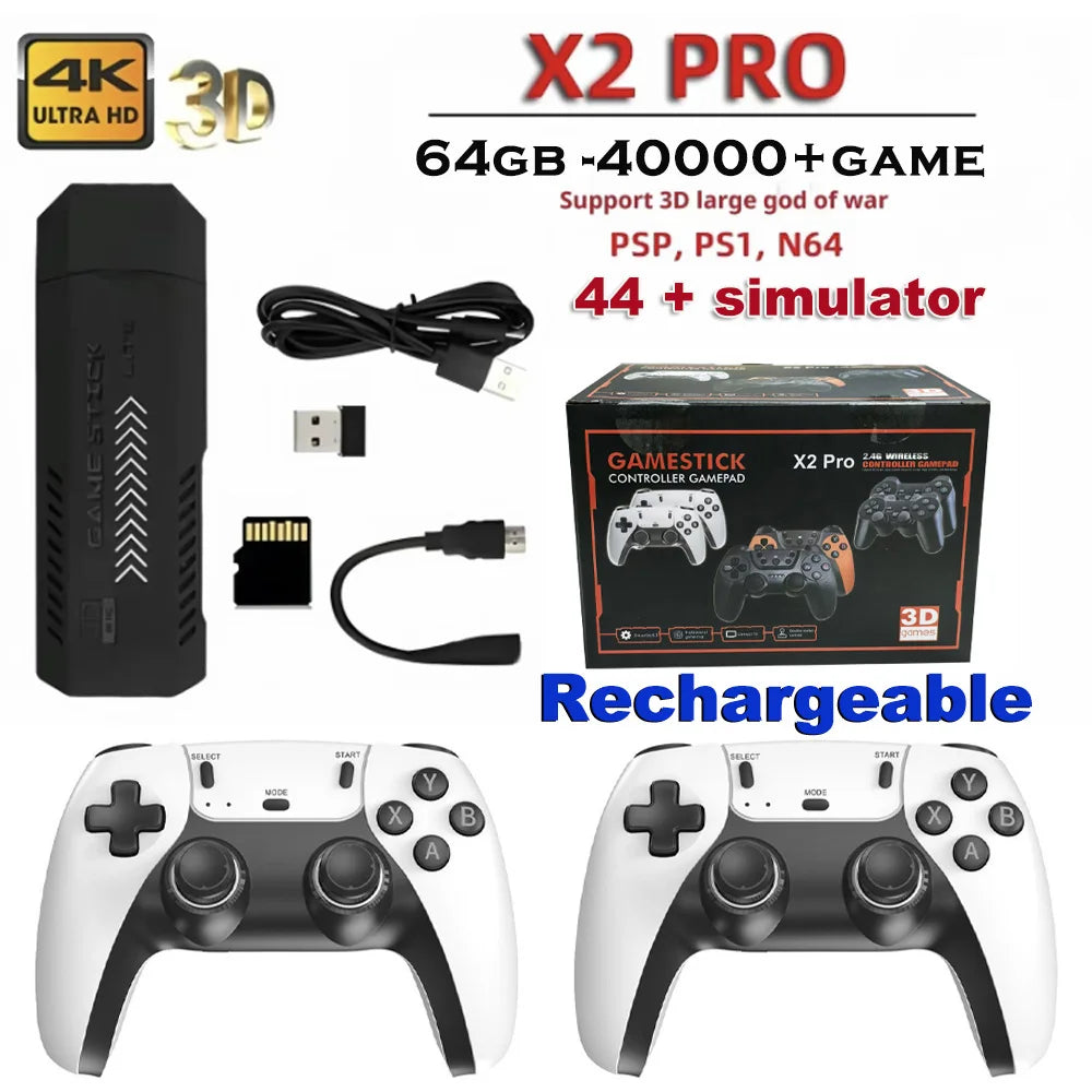 X2 Pro Retro Game Console – 50,000+ Games, 40+ Emulators, 4K HD & Wireless Controllers | PS1/N64/DC