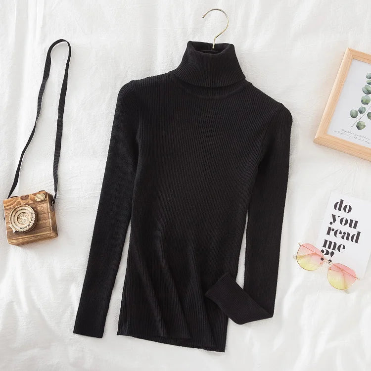 Women's Soft Turtleneck Sweater — Cotton Blend Knit