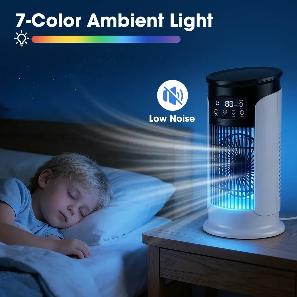 Portable Misting Air Cooler Fan – 6 Speeds, USB Desktop Cooler with LED Display & Timer