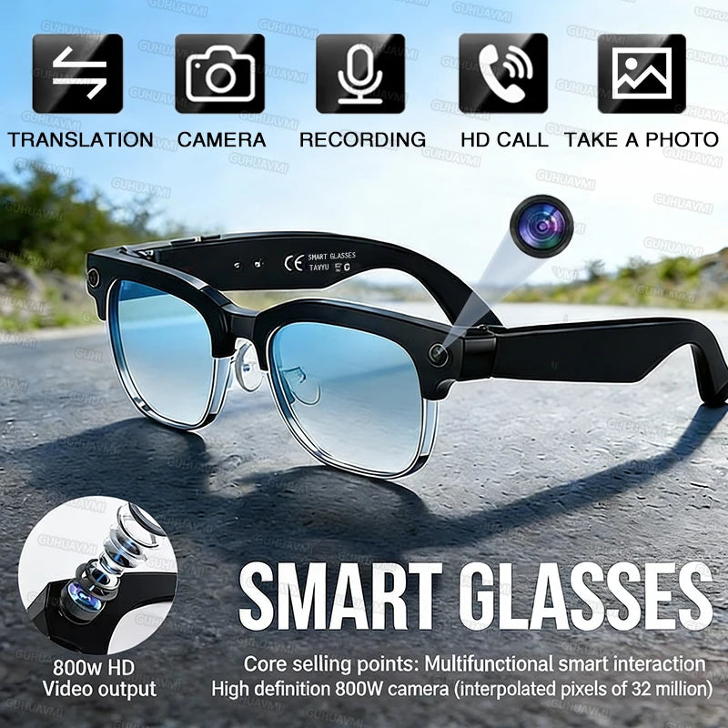GUHUAVMI W630 AI Smart Glasses – 800MP Dual Camera, 4K Video, BT 5.3, AI ChatGPT, Voice Translation & Blue Light Blocking