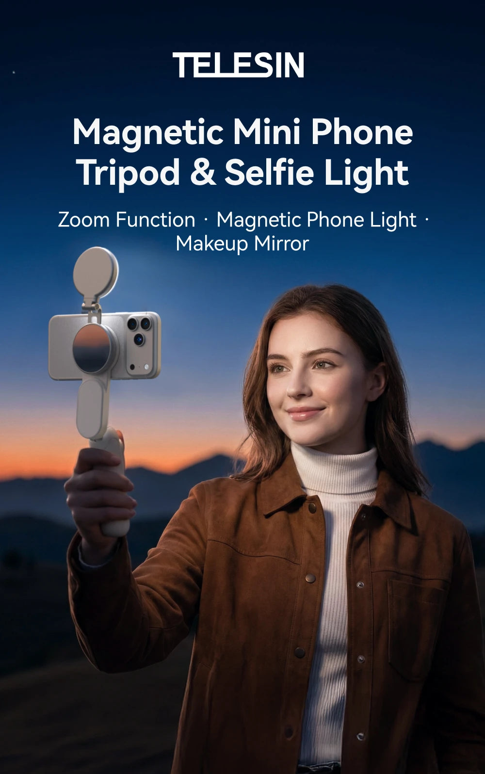 TELEISN Magnetic Bluetooth ZOOM Remote Selfie Stick Tripod For Iphone HUAWEI XIAOMI SAMSUNG Extendable Portable Vlogging Stand