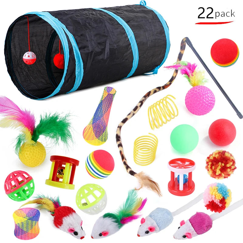 Cat Toys Cat Kitten Play Tunnel  Mouse Shape Balls Foldable  Chat Funny Cat Tent Mouse Supplies Simulation Fish