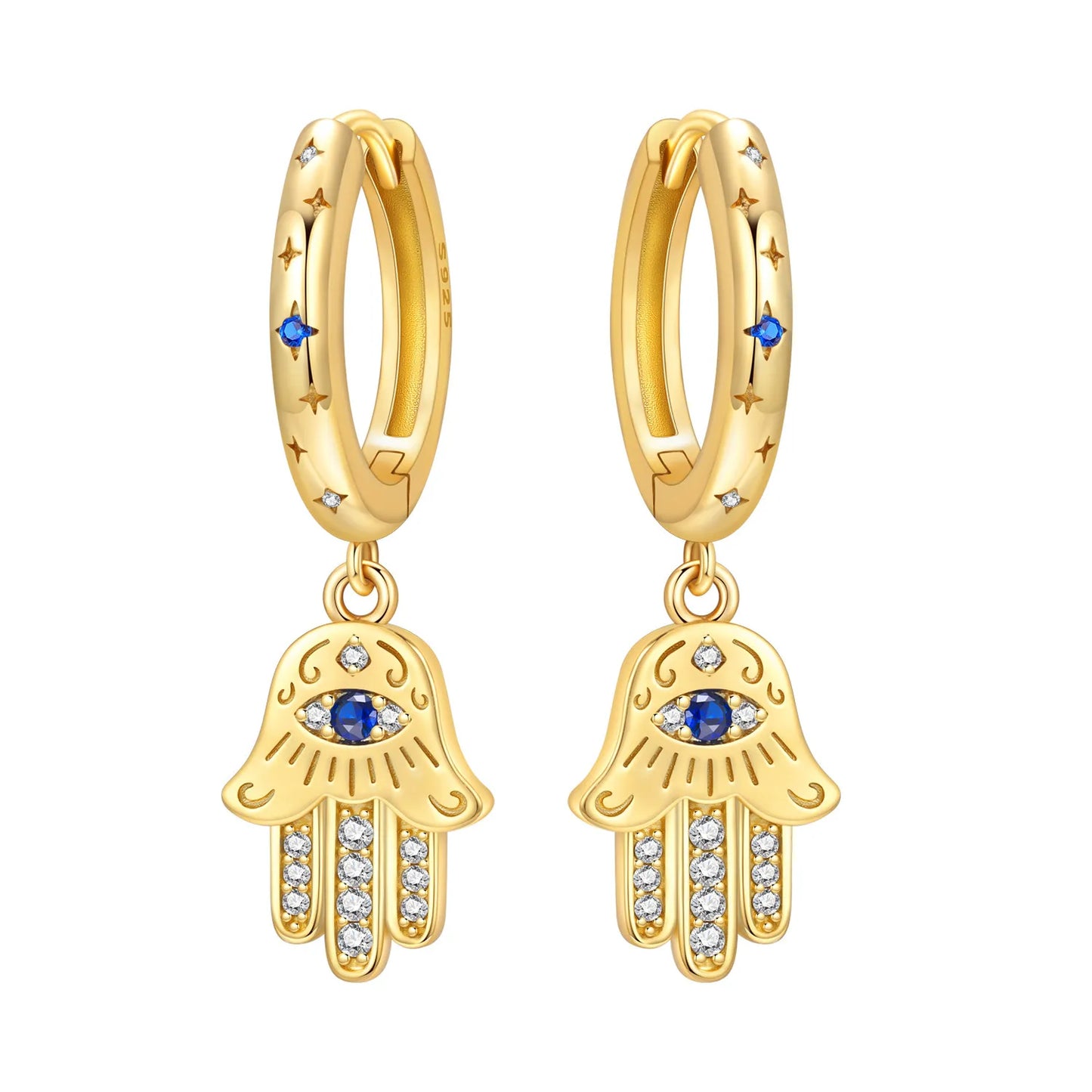 Original 2026 S925 Sterling Silver Zircon 18K Gold Lining Vintage Hoop Earrings for Women Birthday Party Wedding Gift Jewellery
