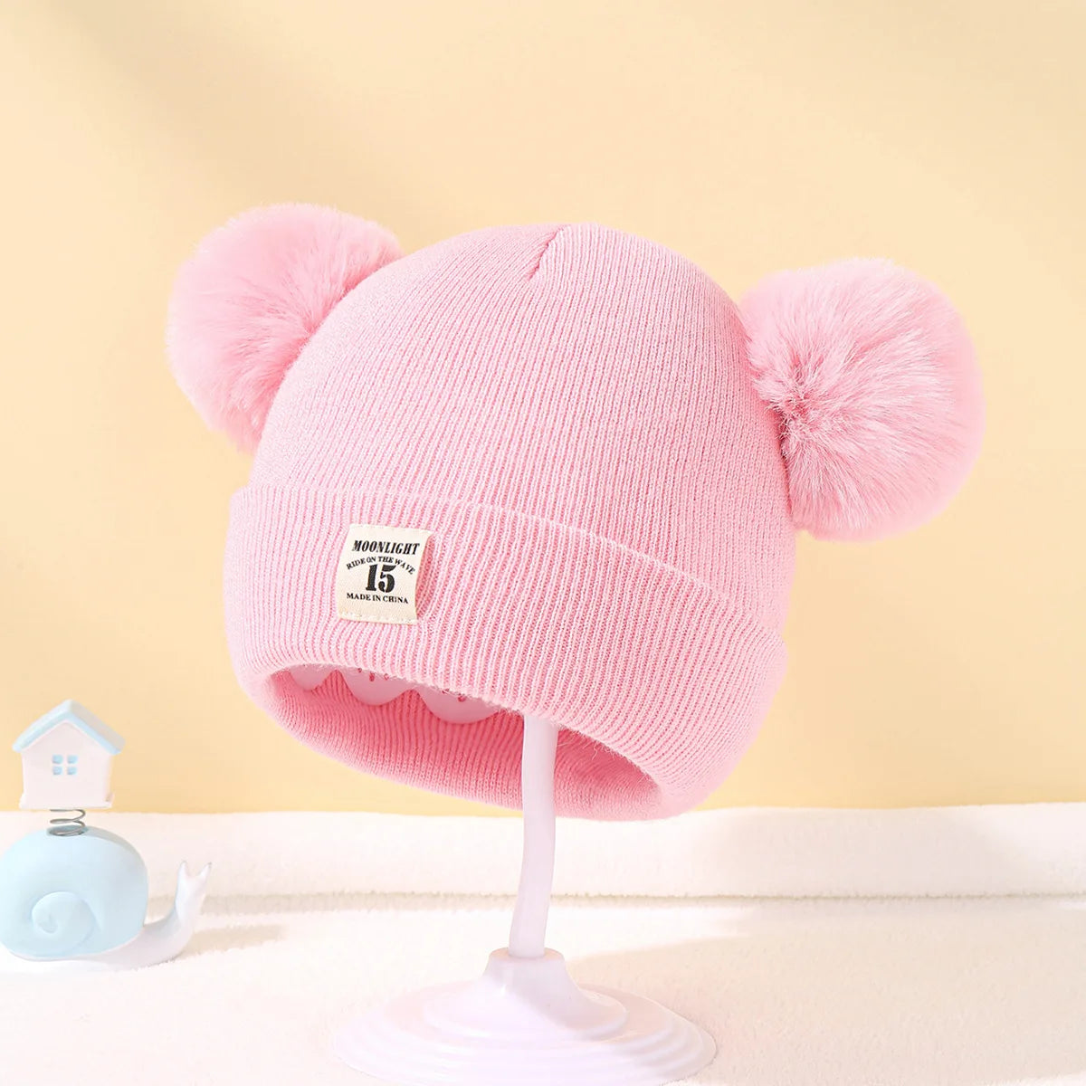 Baby Pom Pom Knit Beanie - Solid Color Winter Hat for Boys and Girls - photo 8