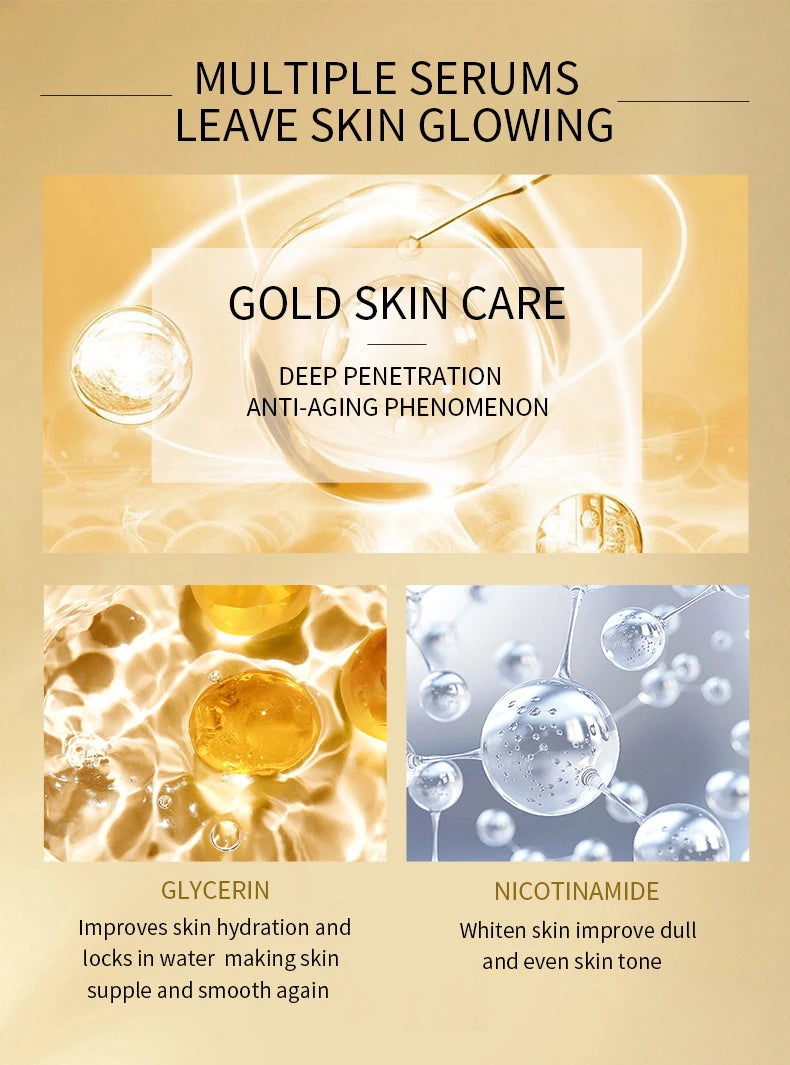 24K Gold Hyaluronic Acid Nicotinamide Face Serum Moisturize Softening The Skin, Preventing Dryness and Cracking Facial Essence