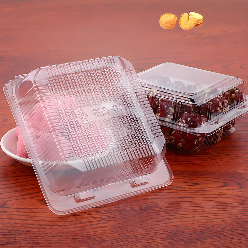 50Pcs 18.8cm Clear Plastic Food Storage Containers with Lids for Pastries, Fruits & Snacks