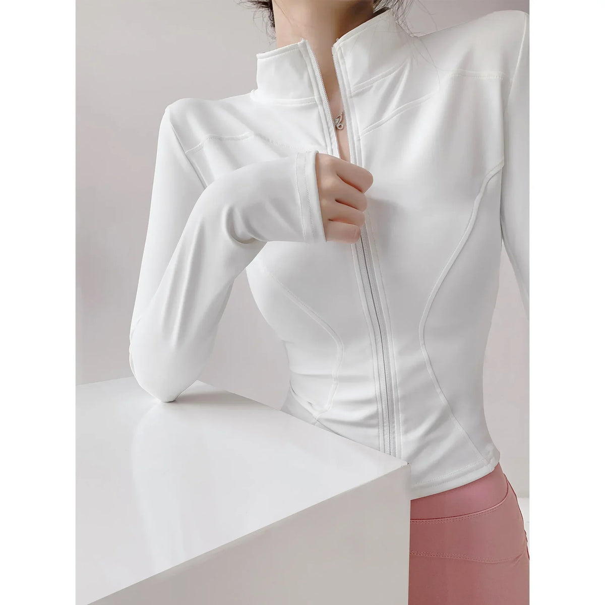 Women's Quick-Dry Yoga Jacket, Slim Zip-Up