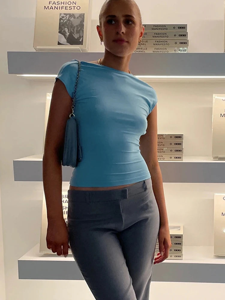 Short Sleeve Backless Tops Women Multi Ways Wear 2026 Skinny Basic Summer Slim Cropped Cut Out Sexy T Shirt Crop Top