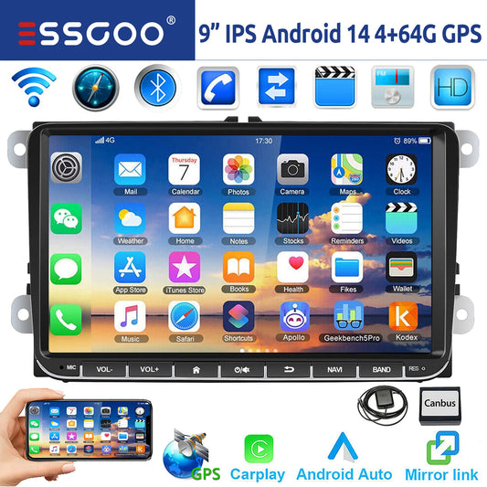 9" Car Stereo with Apple CarPlay & Android Auto, Compatible with VW Golf 5 6 Passat Polo Touran Tiguan