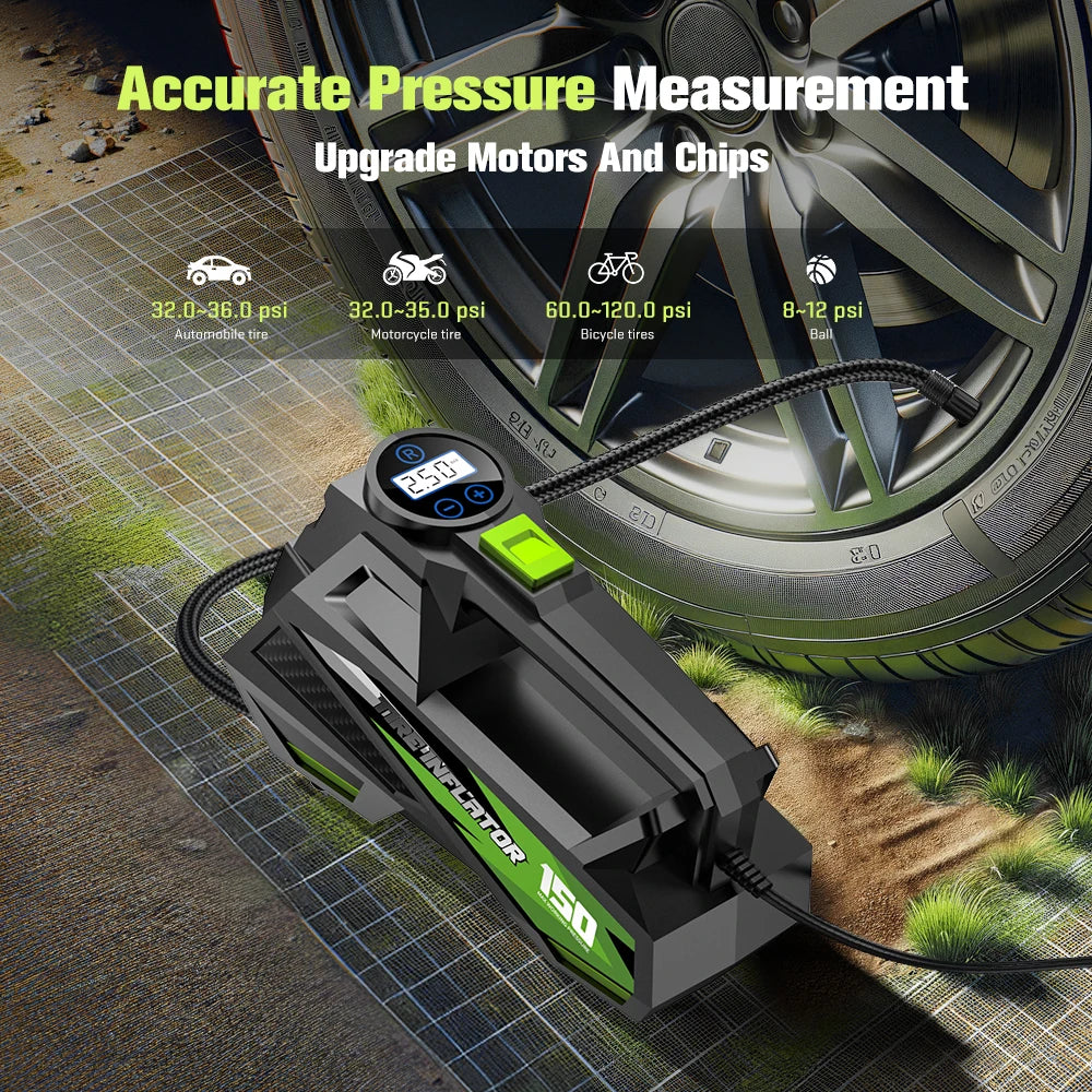 CARSUN Portable Wired Car Tire Air Pump – Mini Compressor with Extended Power Cord, for Cars, Motorcycles & Bicycles ,tool