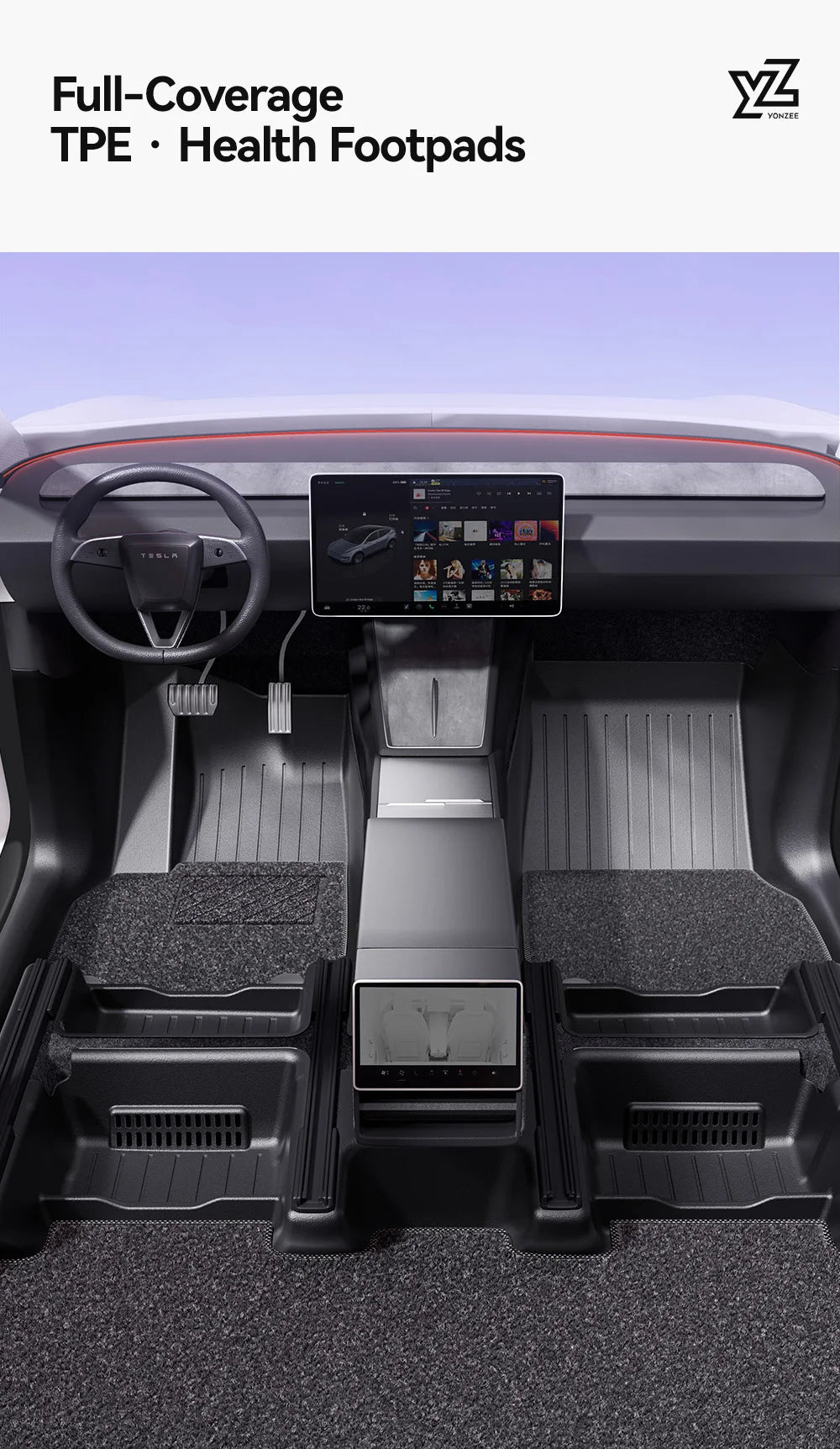 YZ 360° Full Cover TPE Injection Floor mat waterproof Anti-Slip Set Floor Liner Mat For Tesla Model Y Juniper 2026-2026