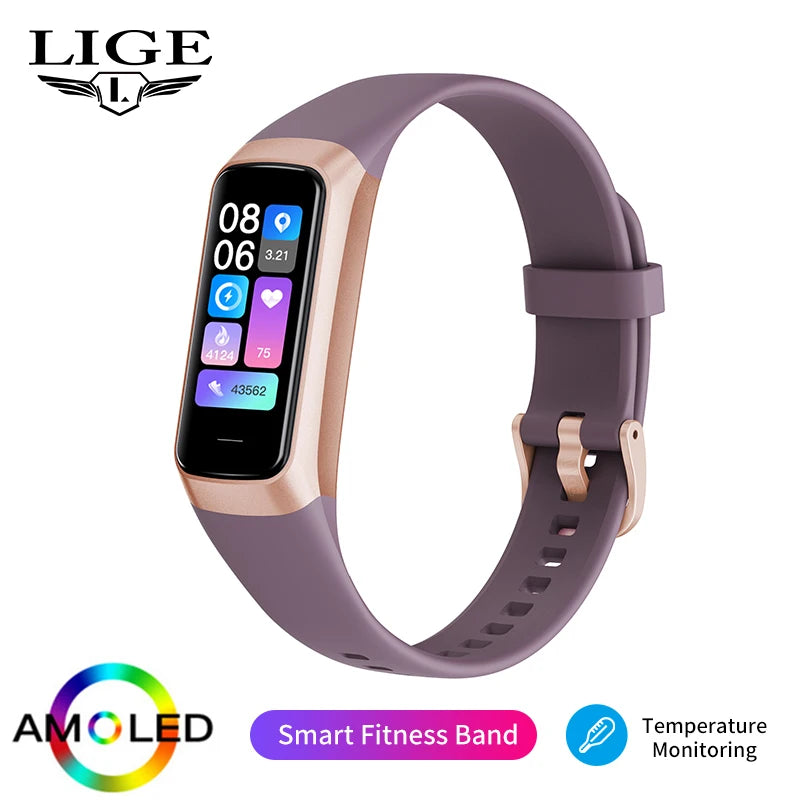 LIGE AMOLED Smart Watch Men Women 2026 Smart Band Heart Rate Blood Oxygen Smartwatch Waterproof Sport Fitness Tracker Bracelet