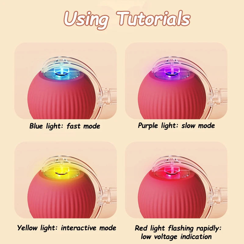 Automatic Rolling Cat Ball with Faux Tail, Rechargeable